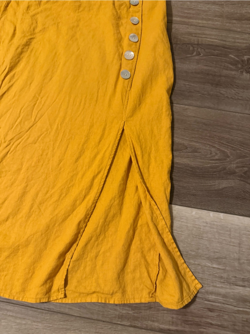 Marc New York Mustard Yellow Midi Skirt with Side Buttons - Picture 2 of 6